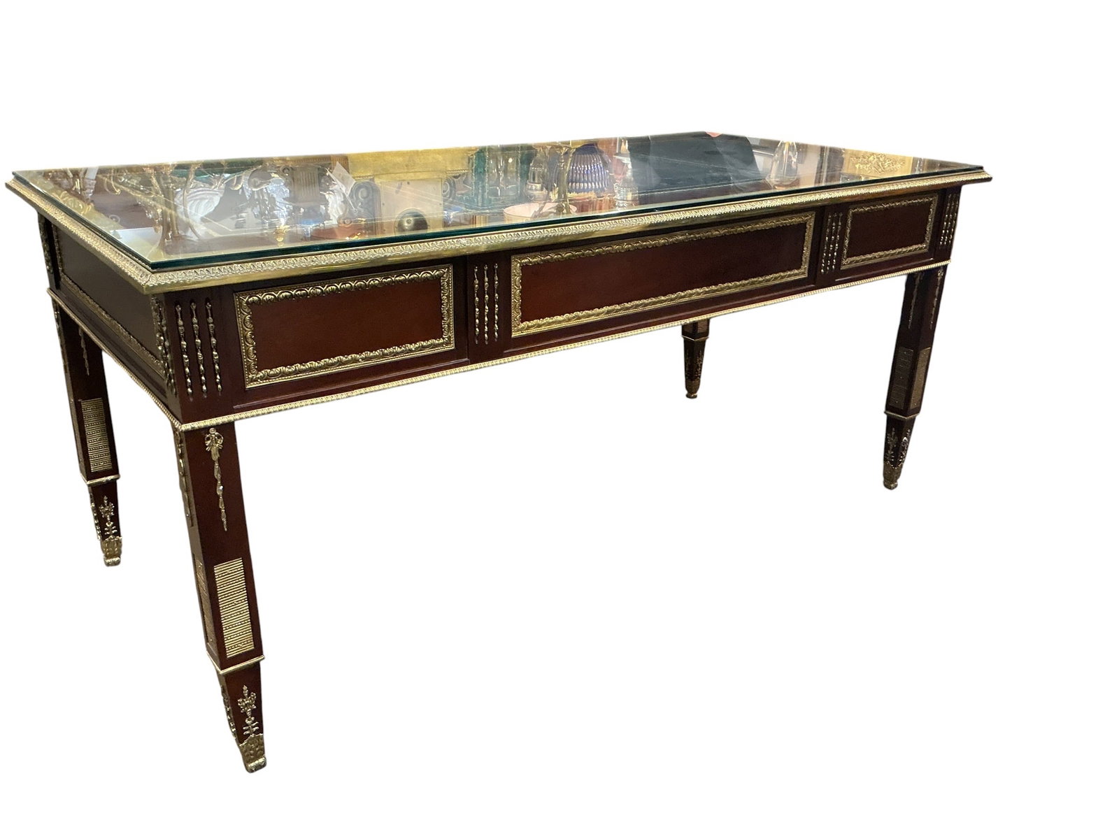 FR217- Wood and Dore Bronze Mounted Desk with Leather Top (1 of 5)