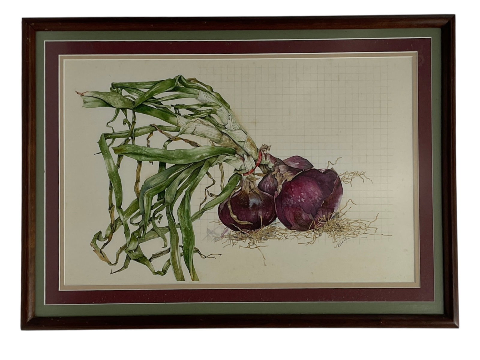"Red Onions" by P. A. (Pam) Kessler (American, B. 1948) Watercolor on Paper: "Red Onions" by P. A. (Pam) Kessler (American, B. 1948) Watercolor on Paper This meticulously executed original botanical watercolor by internationally recognized artist P. A. Kessler bea