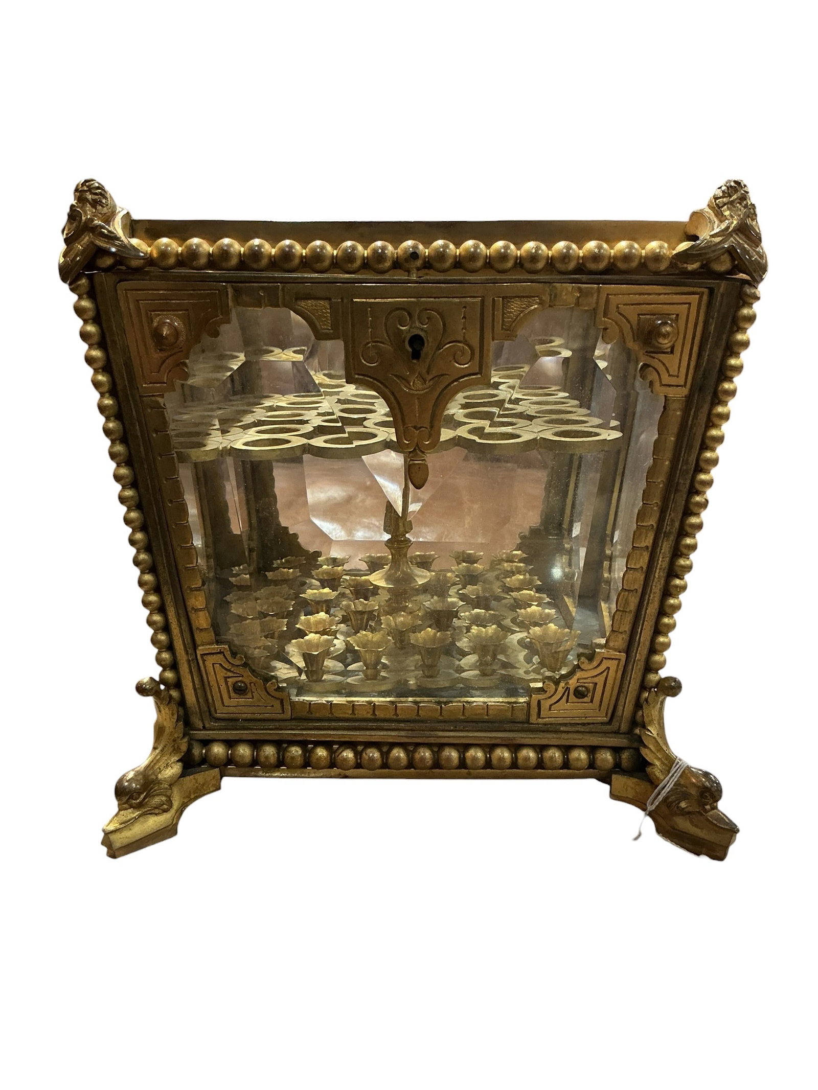AQ022 - Antique Bronze and Beveled Glass Cigar Box (1 of 7)