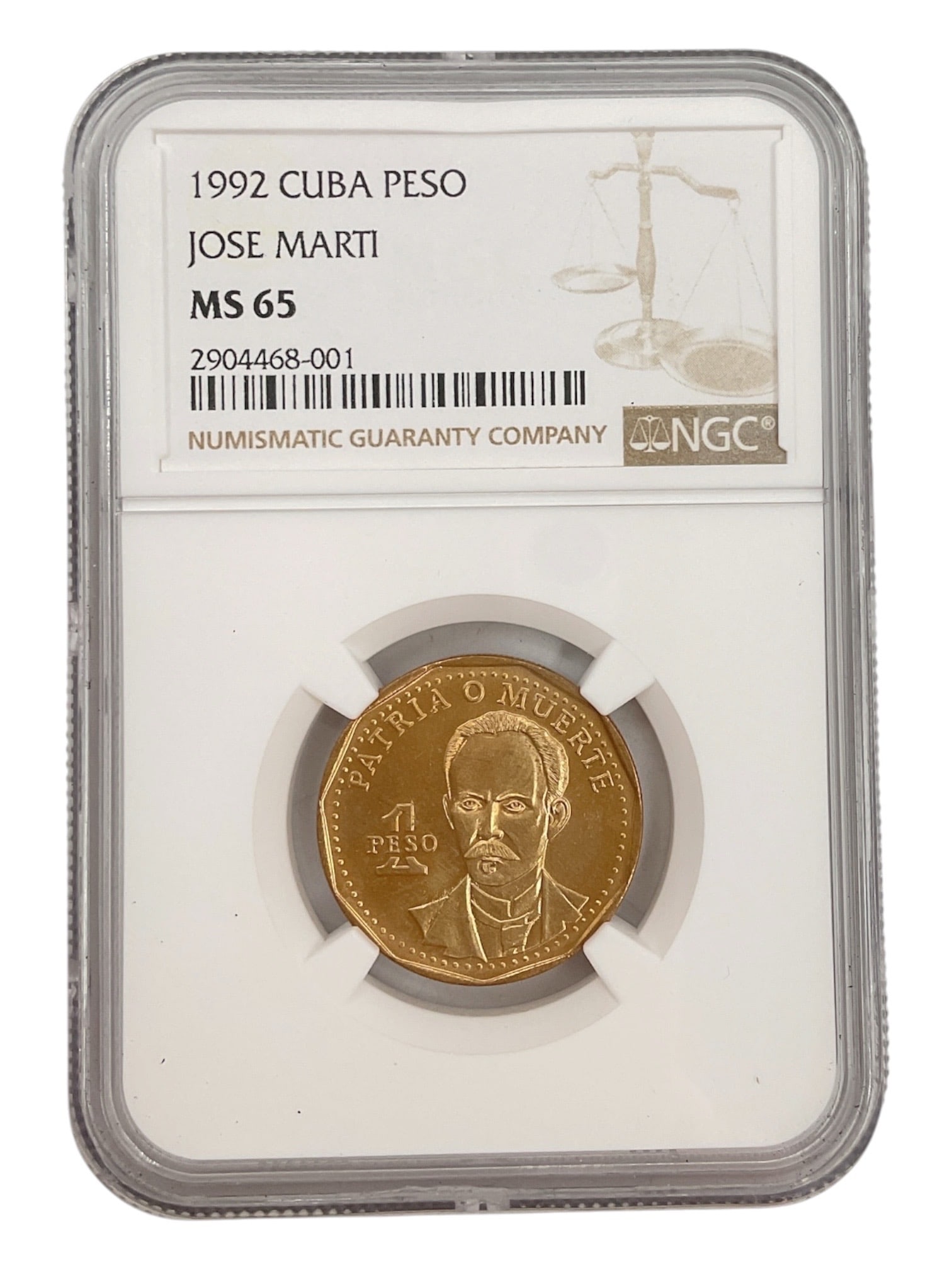 1992 Cuba José Martí 1 Peso Coin NGC MS65 (1 of 2)