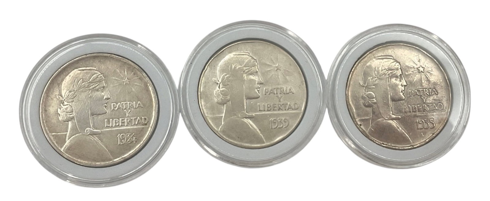 Group of Three Republic of Cuba Silver 5 Pesos Commemorative Coins (1 of 2)