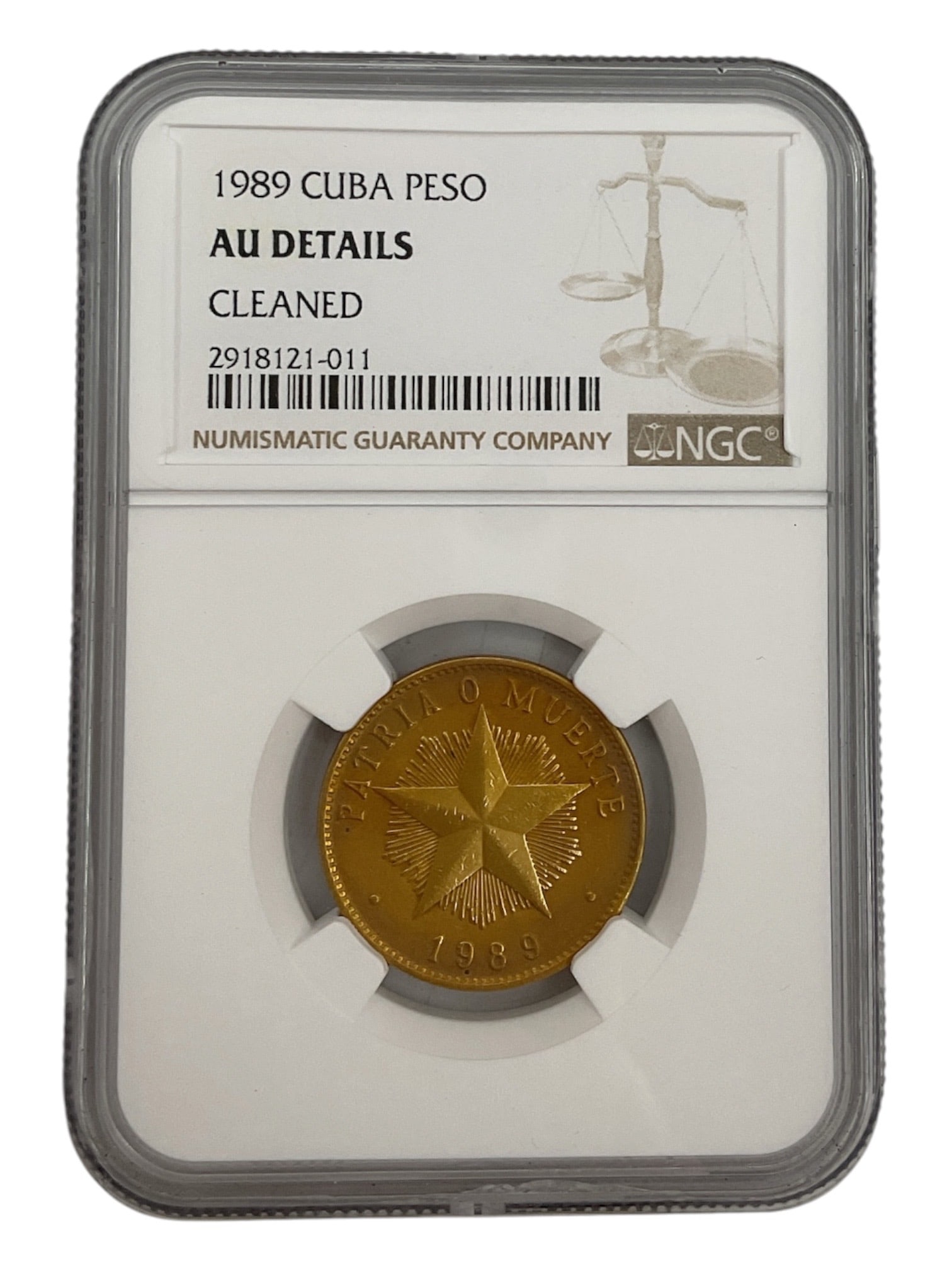 1989 Cuba 1 Peso Coin NGC AU Details Cleaned (1 of 2)