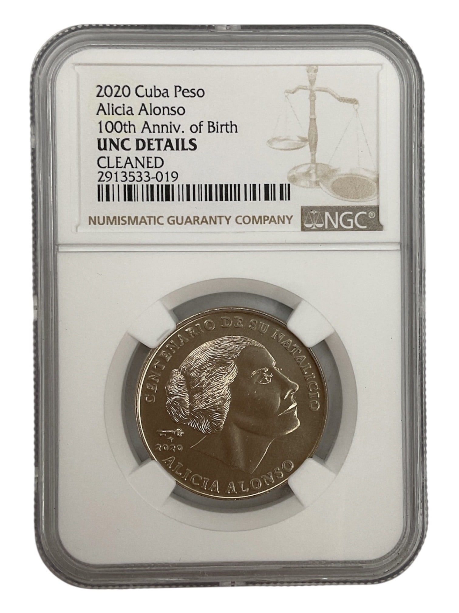 2020 Cuba Alfonso XIII 100th Anniversary of Birth 1 Peso Coin NGC UNC Details Cleaned: Republic of Cuba 2020 one peso commemorative coin issued to honor the 100th Anniversary of the Birth of Alfonso XIII. This example has been authenticated and encapsula