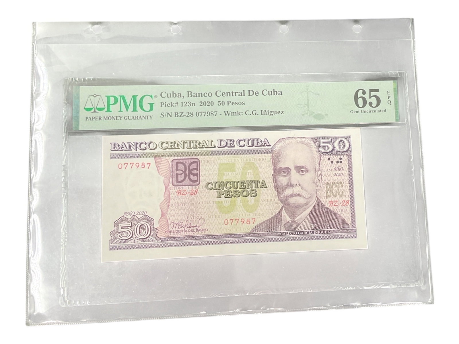 Banco Central de Cuba 50 Pesos 2020 Banknote PMG 65 Uncirculated (1 of 2)