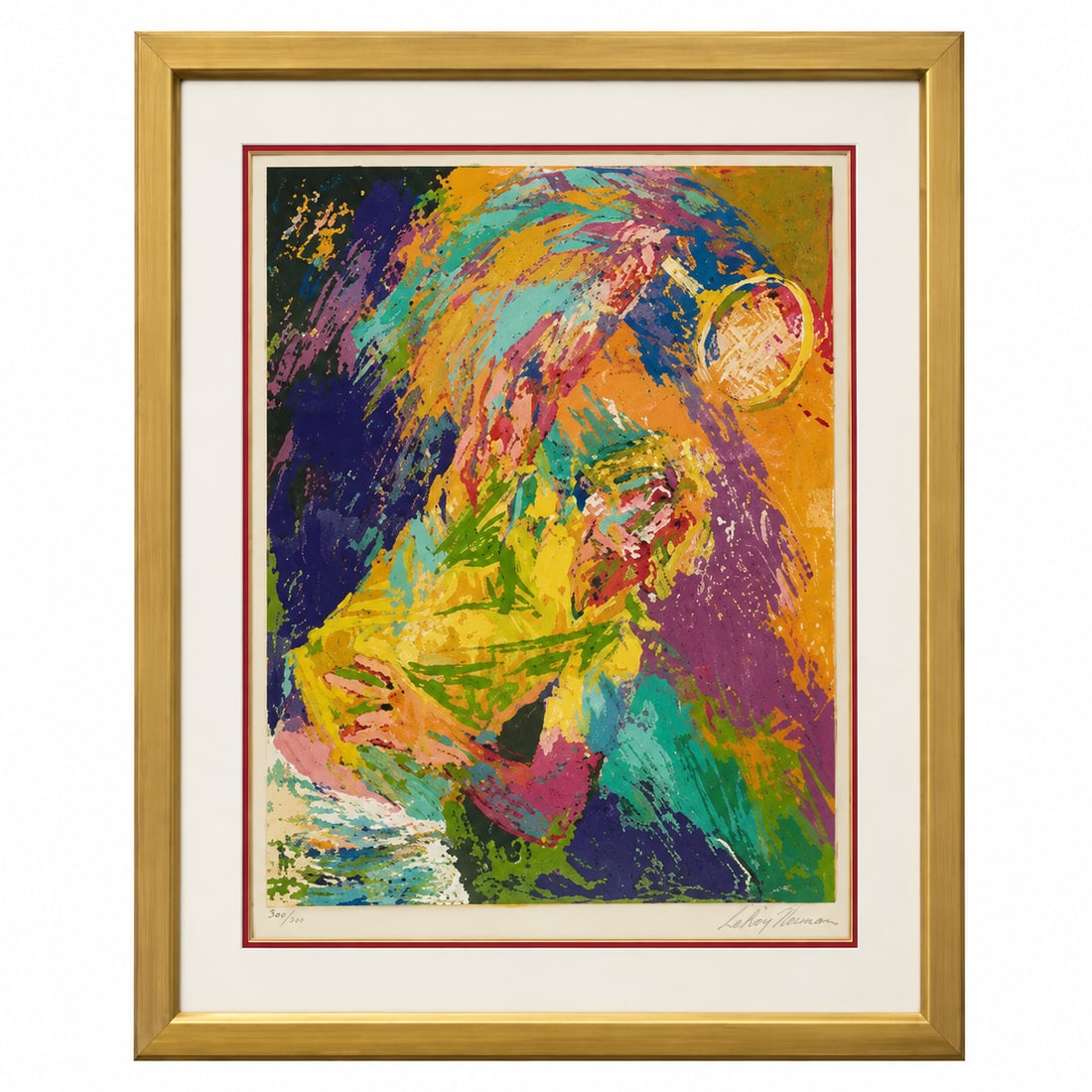 Bjorn Borg by LeRoy Neiman (United States, 1921-2012) Serigraph on Paper: A vibrant, dynamically charged limited-edition serigraph on paper by the legendary American sports artist LeRoy Neiman. The print depicts the legendary Swedish tennis icon Björn Borg mid-motion, 