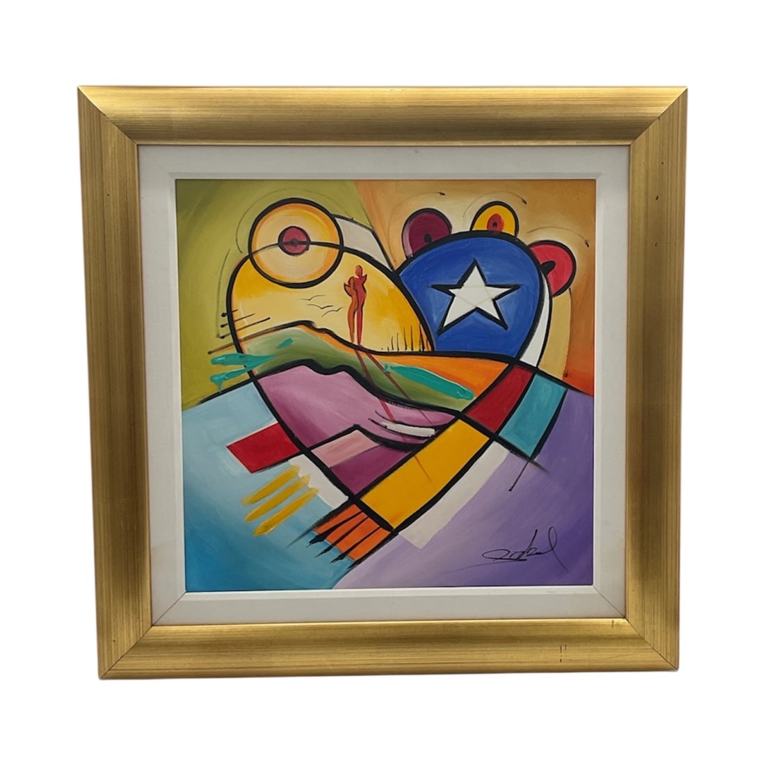 "An American Story" by Alfred Gockel ((German, b.1952) Original acrylic on canvas: Artist: Alfred Gockel Title: An American Story Year: 2016 Dimensions: 24 x 24 in. Medium: Original acrylic on canvas Signature: Signed in acrylic Edition: Unique