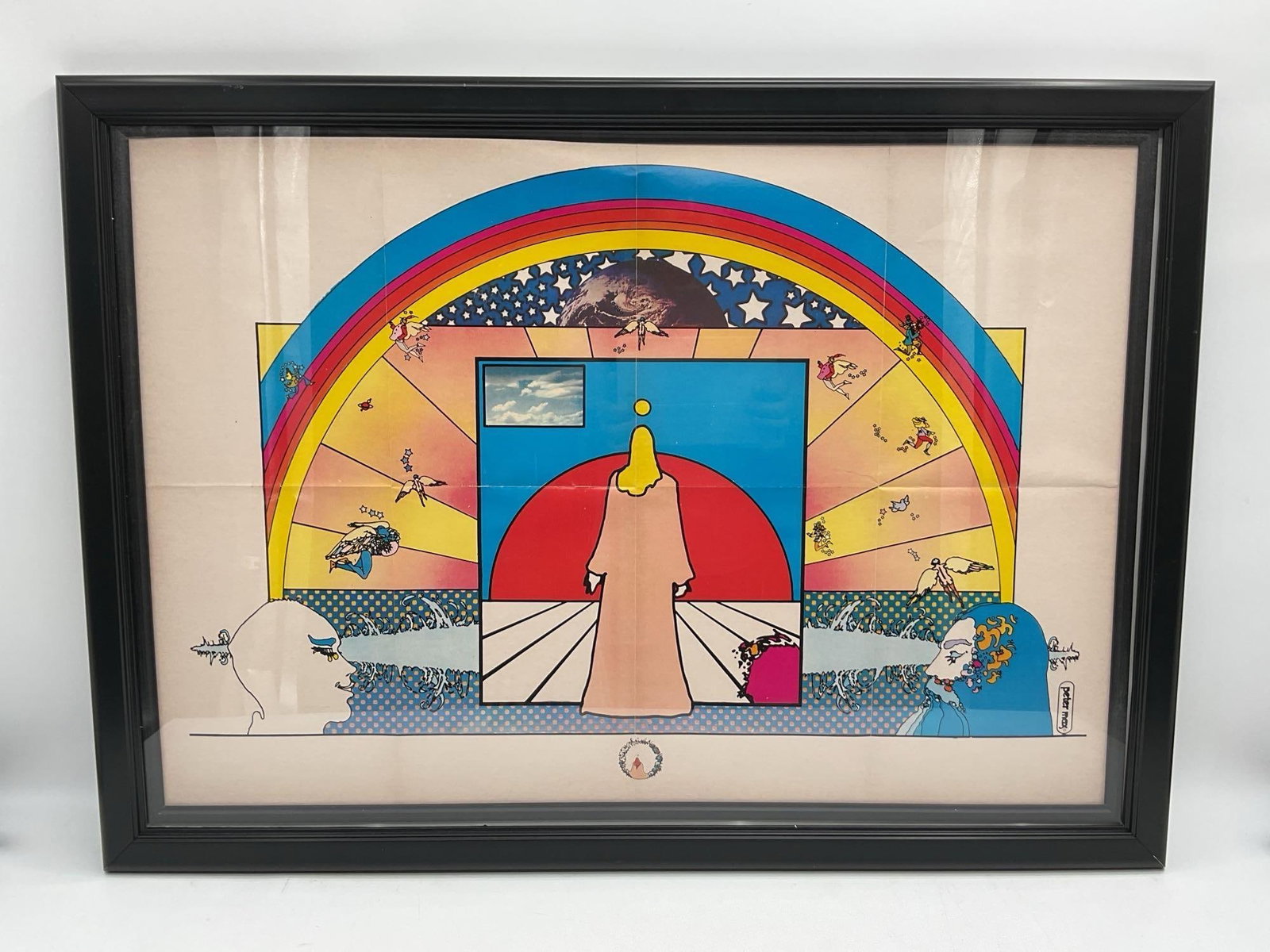 Rainbow Sage by Peter Max (German/American, b.1937) Lithograph: Original 1969 color lithograph poster by Peter Max titled Rainbow Sage. Features a psychedelic composition with celestial and symbolic imagery in vibrant rainbow tones. Medium: Original col