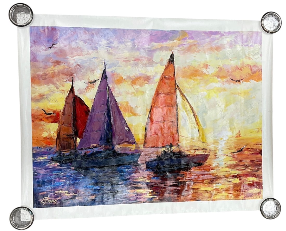 Elena Bond Sailing Sunset Hand Embellished Giclee on Canvas 94/95 w/ COA (1 of 5)