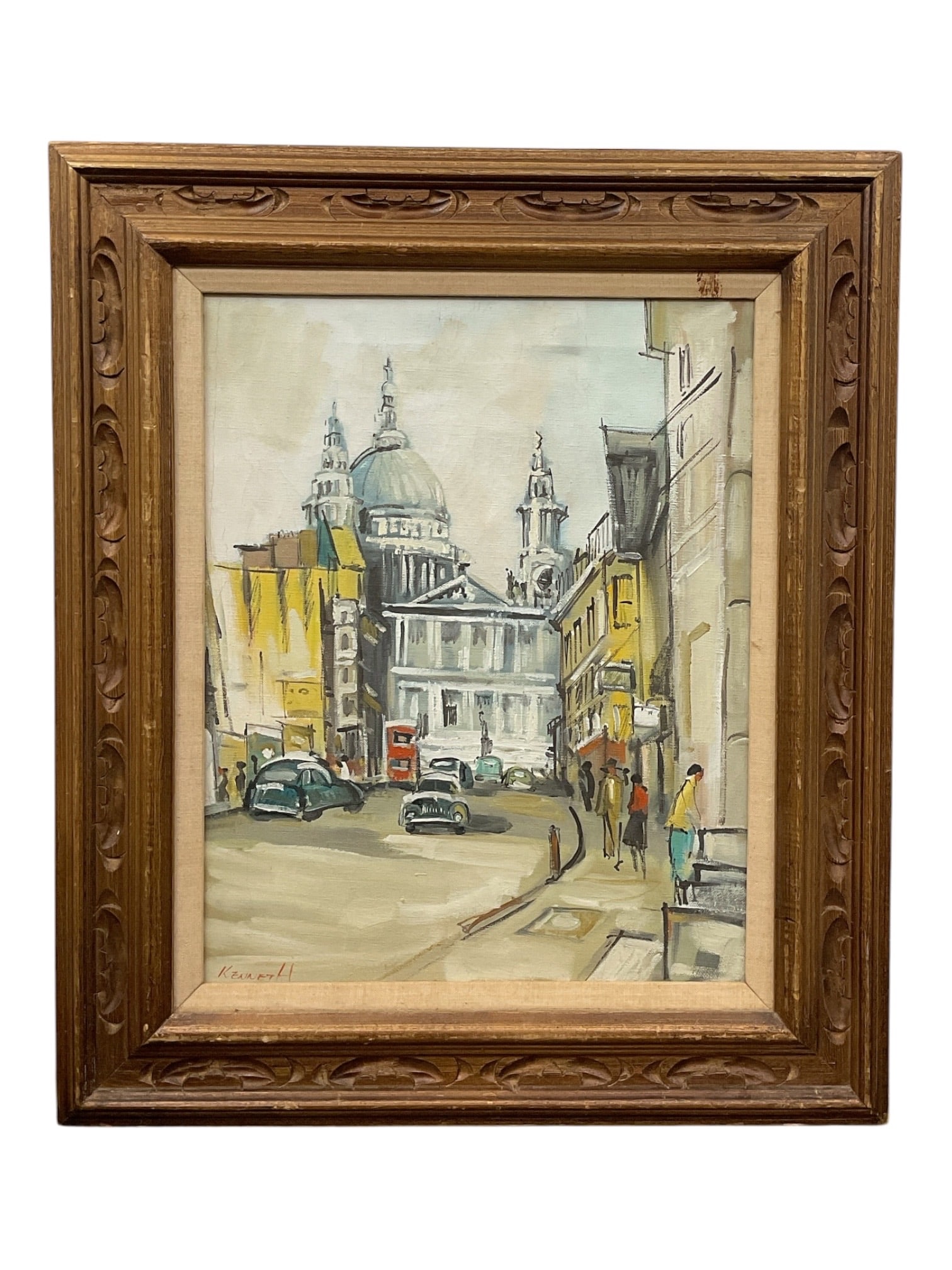 Kennett (20th Century) European Street Scene Oil on Canvas (1 of 4)
