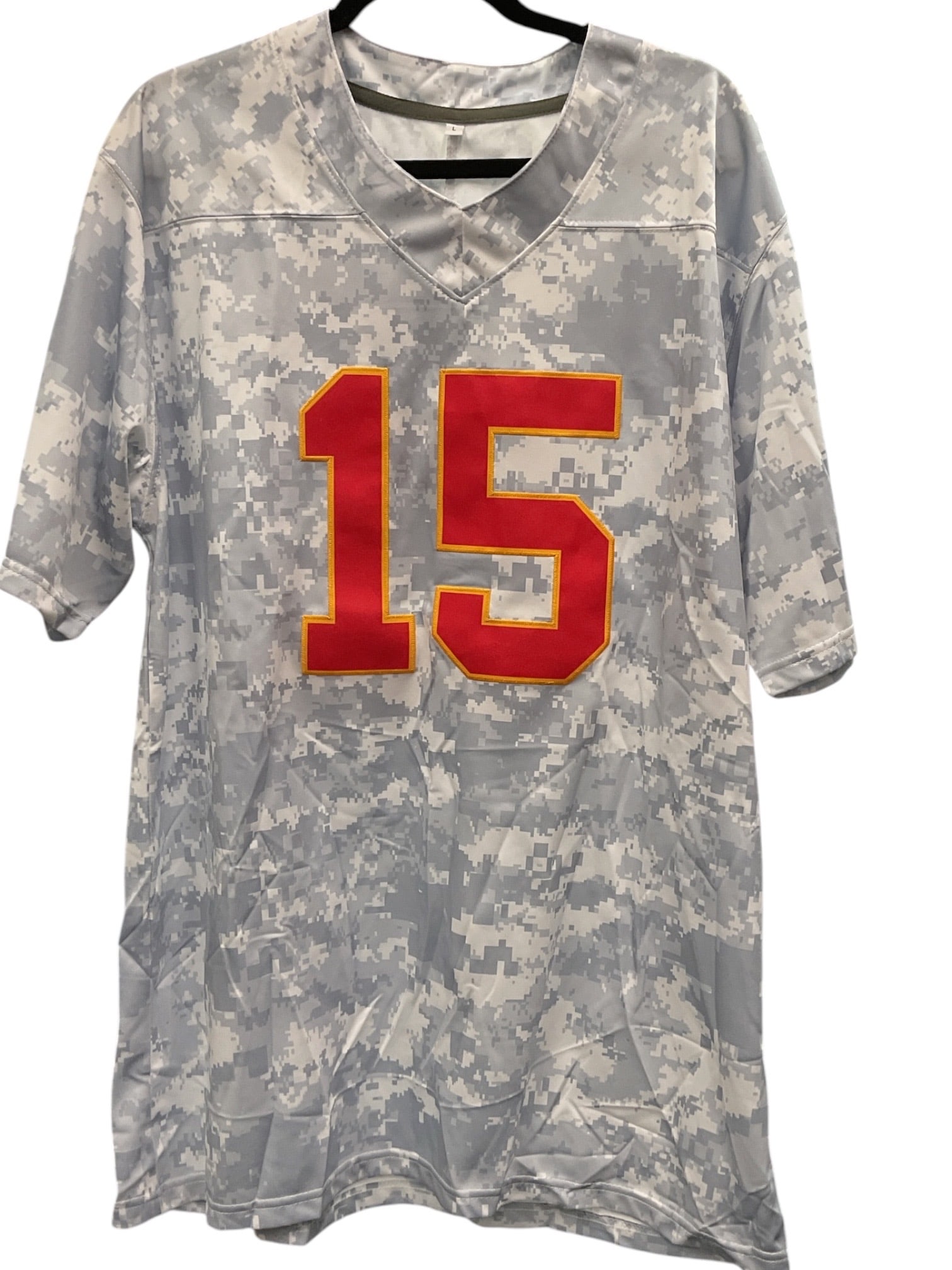 Patrick Mahomes Signed Kansas City Chiefs Salute to Service Jersey: Digital camouflage Kansas City Chiefs Salute to Service jersey featuring the name "Mahomes" and number "15" on the reverse, boldly signed by quarterback Patrick Mahomes in black ma