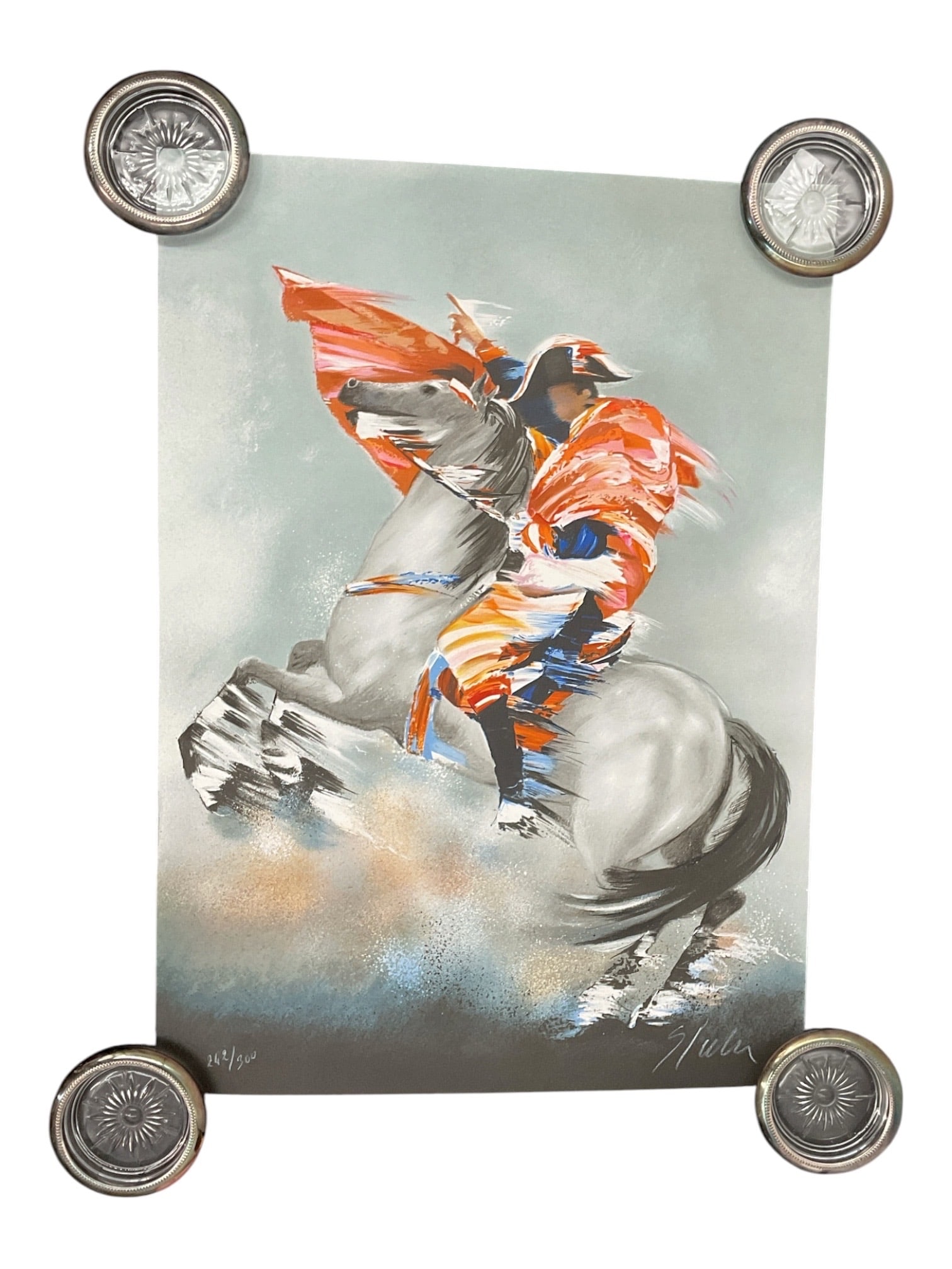 Victor Spahn "Bonaparte" Hand Signed Limited Edition Lithograph: Hand signed limited edition lithograph by contemporary sports artist Victor Spahn, titled Bonaparte. The dynamic composition depicts a Denver Broncos football player charging forward with billowing