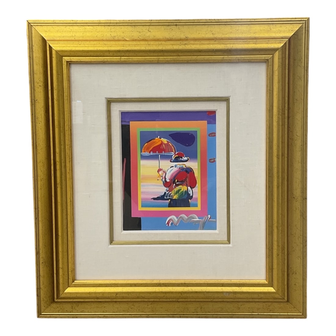 Peter Max, "Umbrella Man on Blends" Mixed Media Artwork (1 of 2)