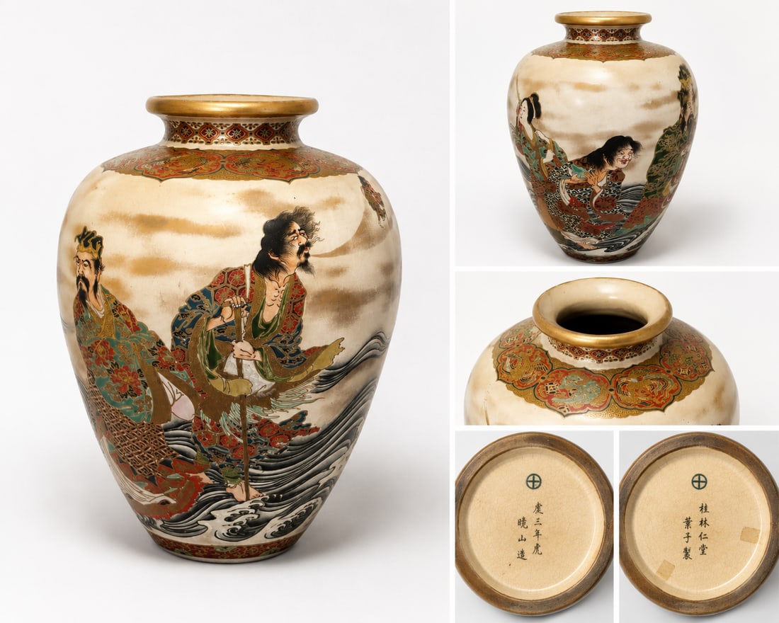 Japanese Satsuma Gilt Ceramic Ovoid Vase by Gyozan (1 of 8)