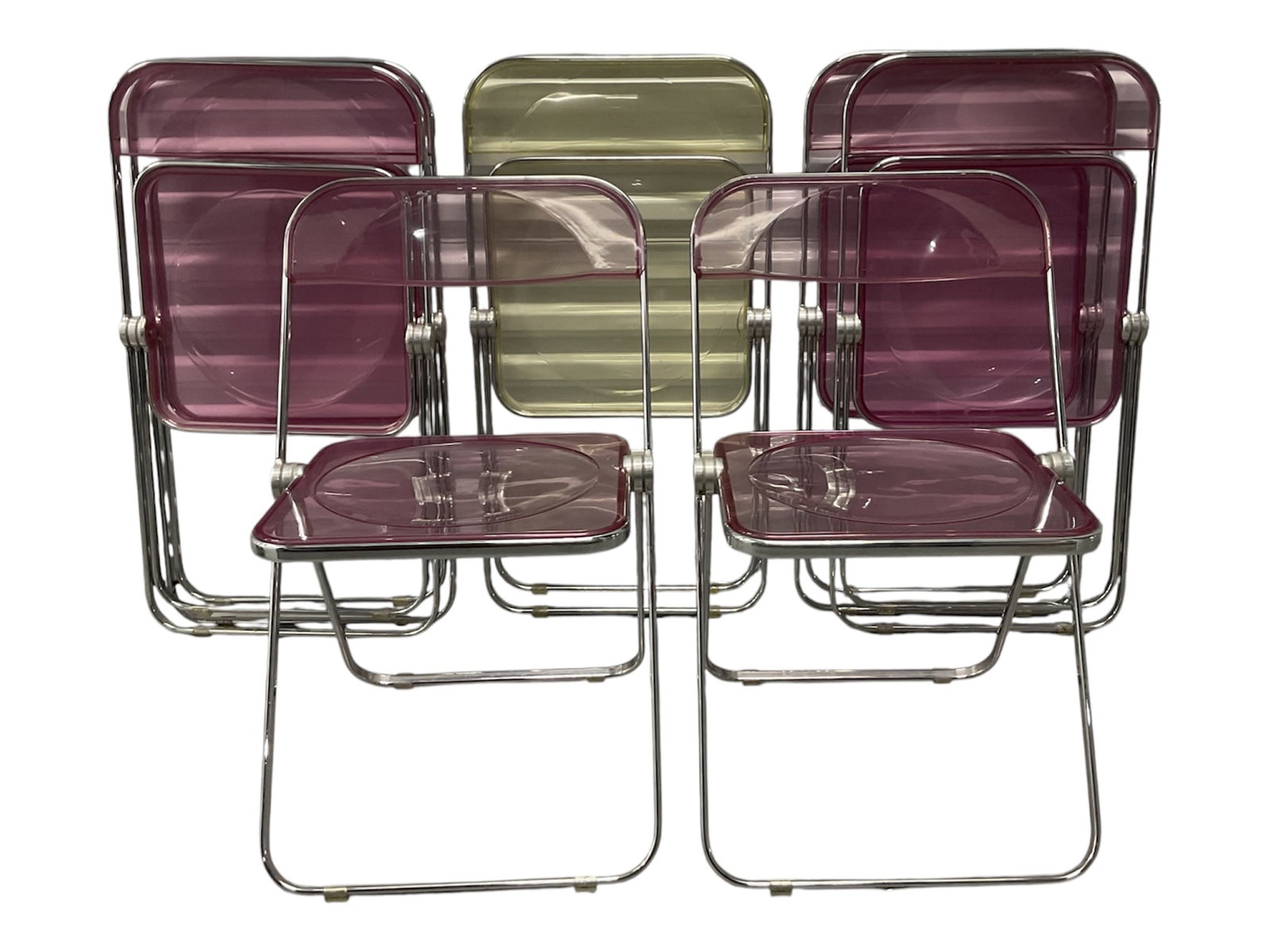 Giancarlo Piretti for Castelli Plia Lucite Folding Chairs, set of 7 (1 of 5)