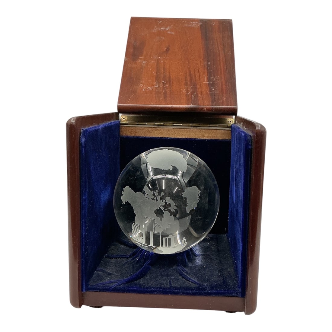 Etched Glass World Globe in Wooden Presentation Box (1 of 3)