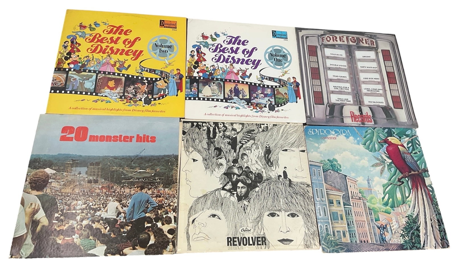 Lot of 6 Vintage Vinyl Record Albums – The Beatles, Disney & Woodstock (1 of 2)