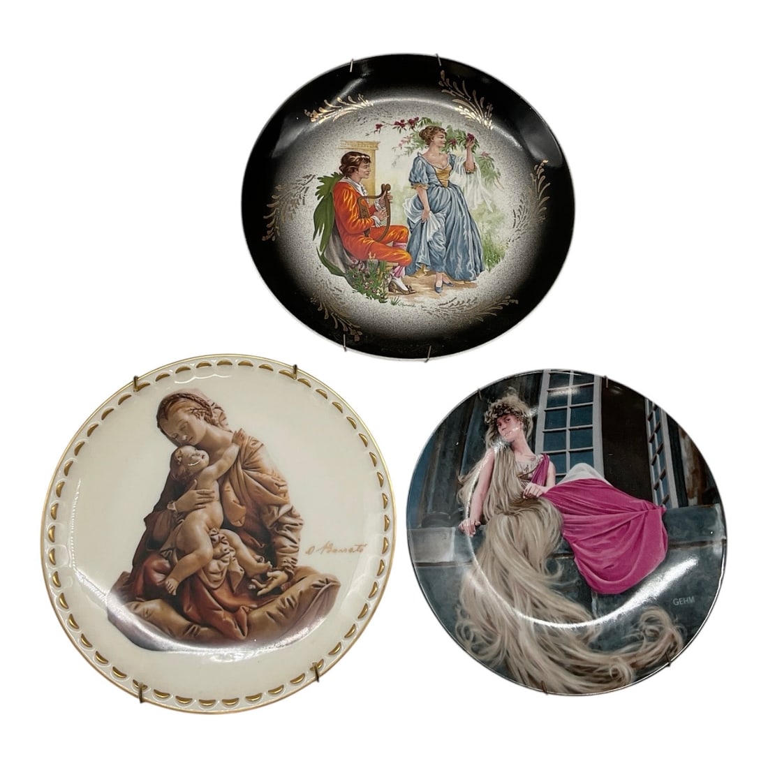 Collection of Decorative Collector Plates with Romantic and Figurative Scenes (1 of 5)