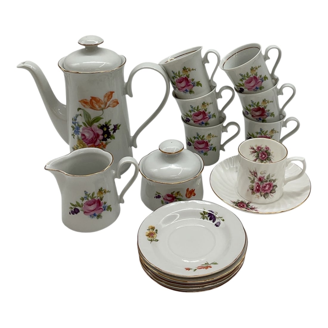 JLMenau Graf Von Henneberg Tea Set - Germany: Vintage porcelain demitasse tea or coffee set. It was manufactured by
