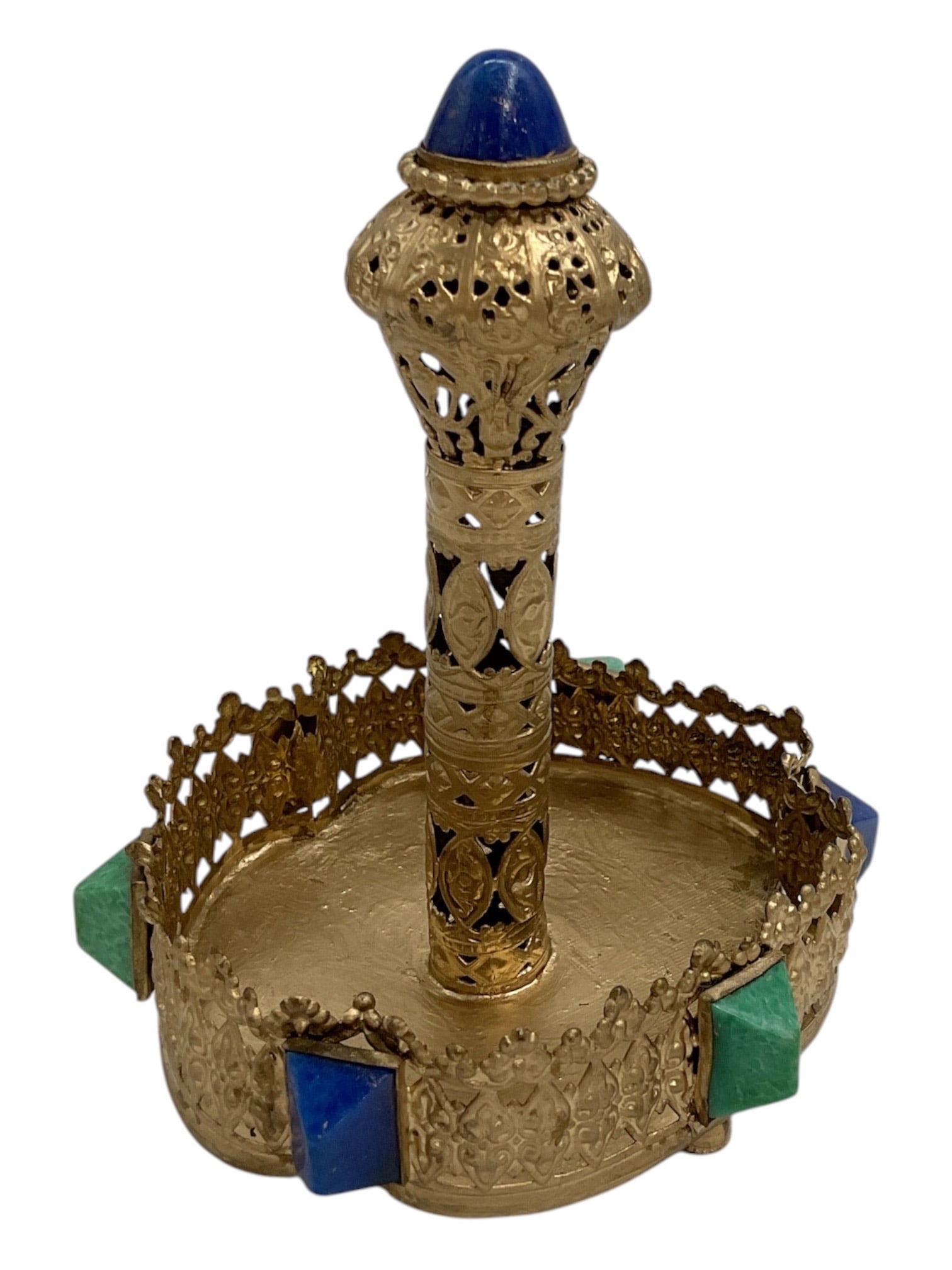 Rare Collectible Antique Czech Filigree Brass Salt Cellar Carrier Stand 20th Century (1 of 2)
