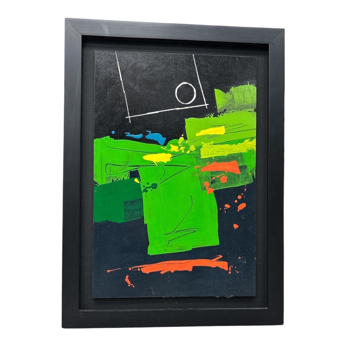 Untitled by Ricardo Avendaño (Venezuela, B.1969) Acrylic on MDF: This vertical abstract work by Venezuelan artist Ricardo Avendaño features a deep black field in the upper register, punctuated by a crisp white circle and intersecting linear motifs that sugge