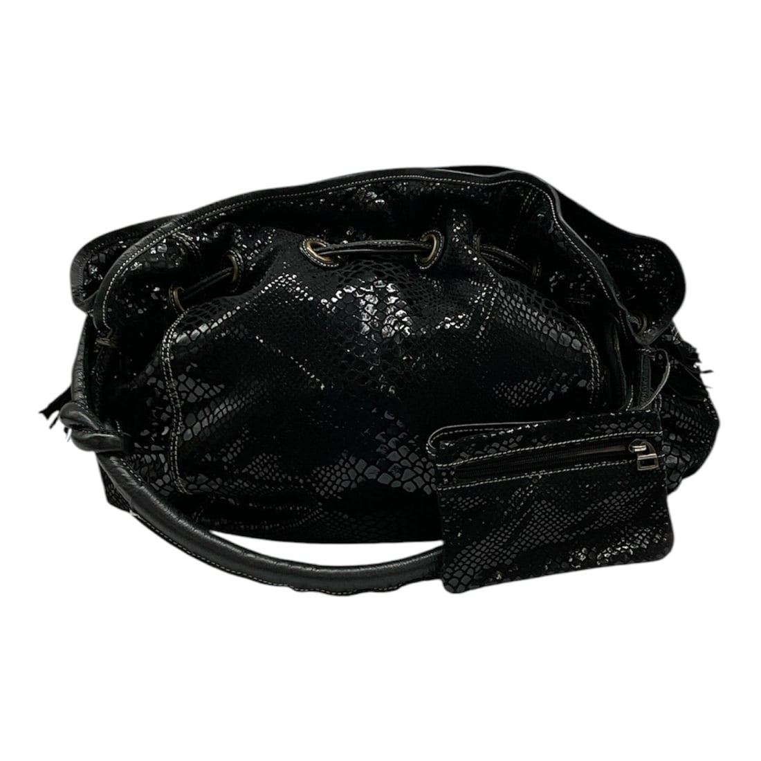 Vintage Slouchy Black Exotic Snakeskin Hobo Handbag: Vintage Slouchy Black Exotic Snakeskin Hobo Handbag