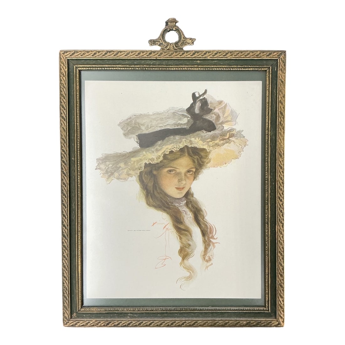 Portrait of a Woman in a Lace Hat by Harrison Fisher (American, 1875-1934) Offset Lithograph (1 of 4)