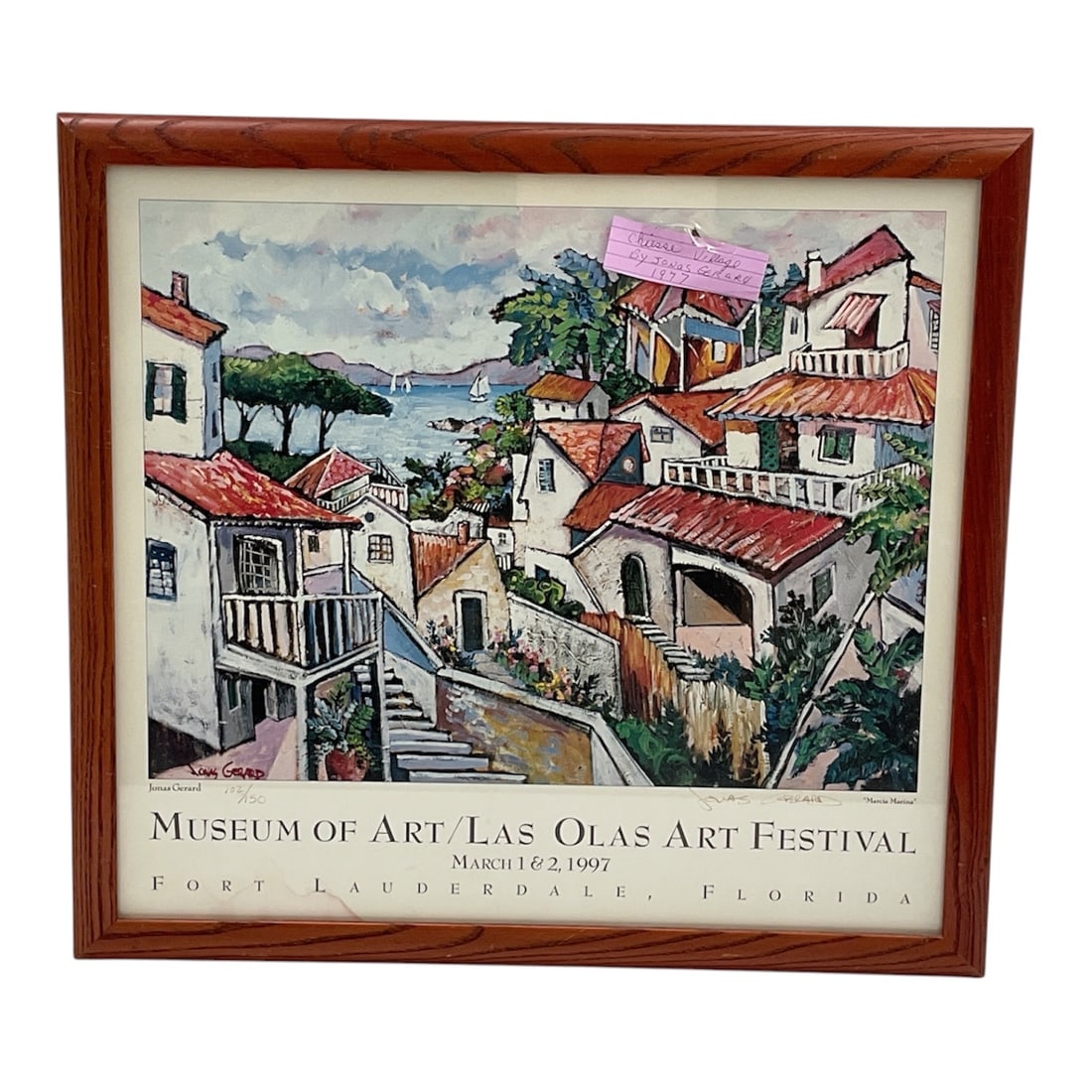Marcia Marina Museum of Art/Las Las Olas Art Festival Poster by Jonas Gerard (Morocco/United States,: This vibrant limited-edition exhibition poster features the artwork "Marcia Marina" by renowned artist Jonas Gerard, produced for the Museum of Art/Las Olas Art Festival in Fort Lauderdale, 