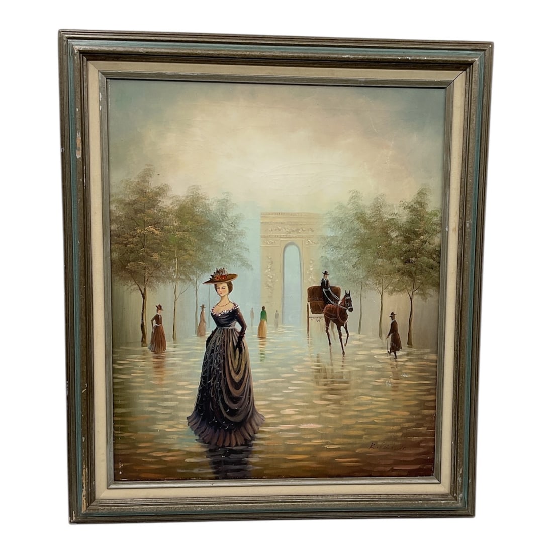 Paris Scene with Arc de Triomphe by K. Reinhardt, Oil on Canvas (1 of 4)