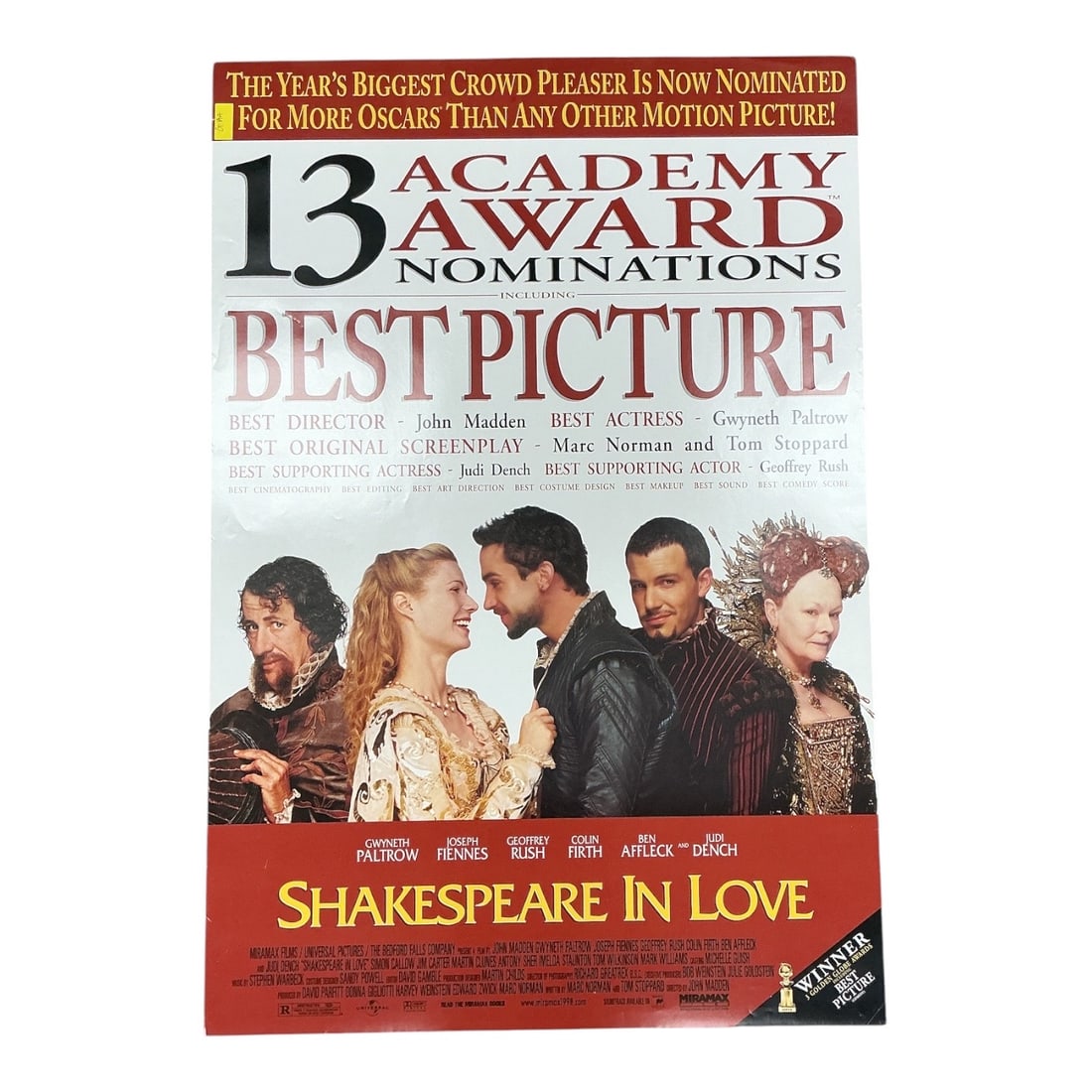 Shakespeare in Love (1998) Original One-Sheet Movie Poster (1 of 3)
