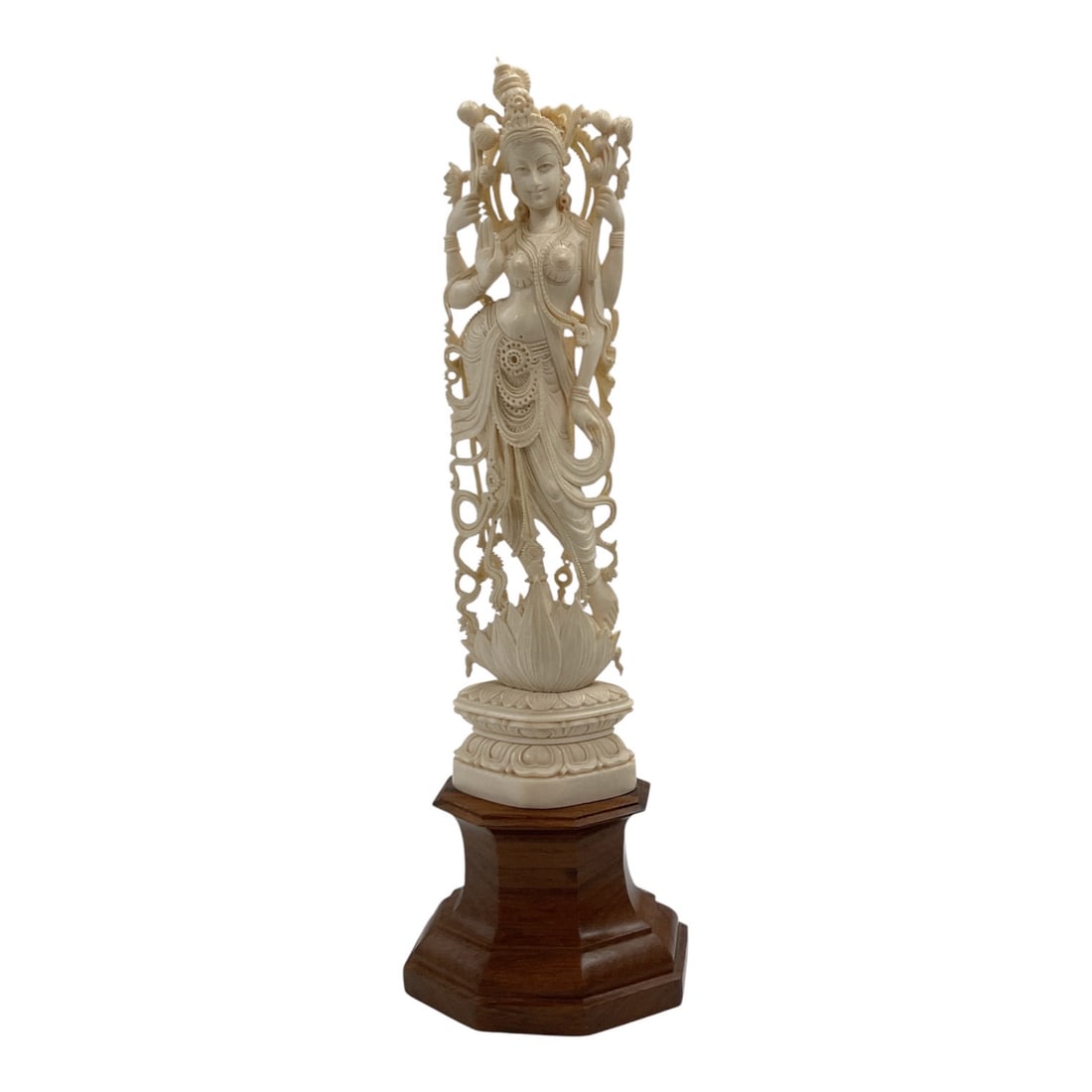 Asian-Style Carved Female Deity Figural Sculpture (1 of 2)