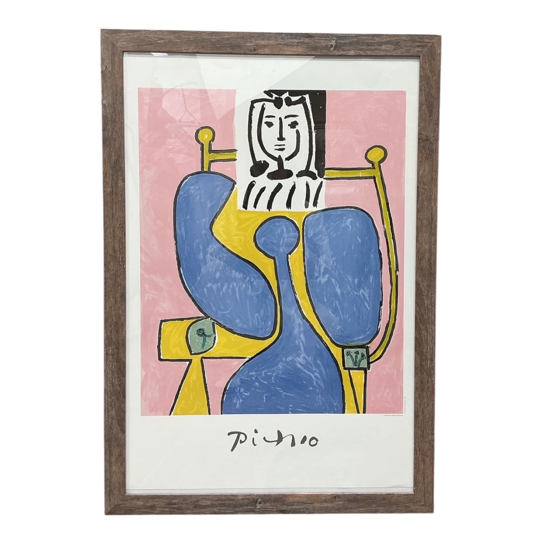 Seated Woman in Blue - Femme Assise a la Robe Bleu by Marina Picasso, Offset Lithograph Framed with: Specifications Title: "Seated Woman in Blue - Femme Assise a la Robe Bleu"