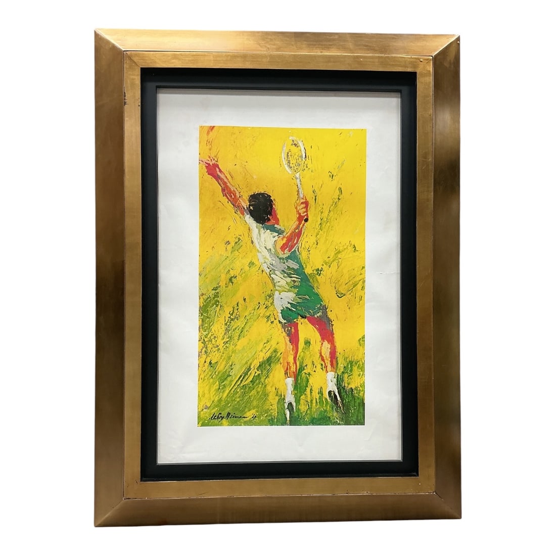 Big Serve/Tennis Master by LeRoy Neiman (American, 1921–2012) Framed Lithograph with COA: Specifications Title: "Tennis Master" Artist: LeRoy Neiman (American, 1921–2012) Origin: United States Medium: Lithograph on paper (plate signed lower right, limited edition, Baterbys