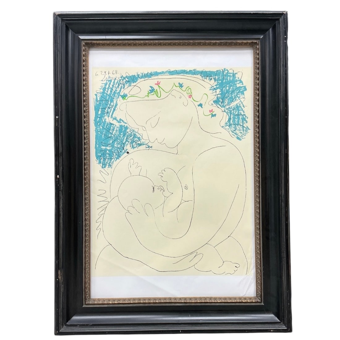 Motherhood by Aaron Ashley after Pablo Picasso, Offset Lithograph, Framed with COA: Specifications Title: "Motherhood" Artist: Aaron Ashley, after Pablo Picasso (Spanish, 1881–1973) Origin: Spain Medium: Offset lithograph on paper (29.4.63 original image,