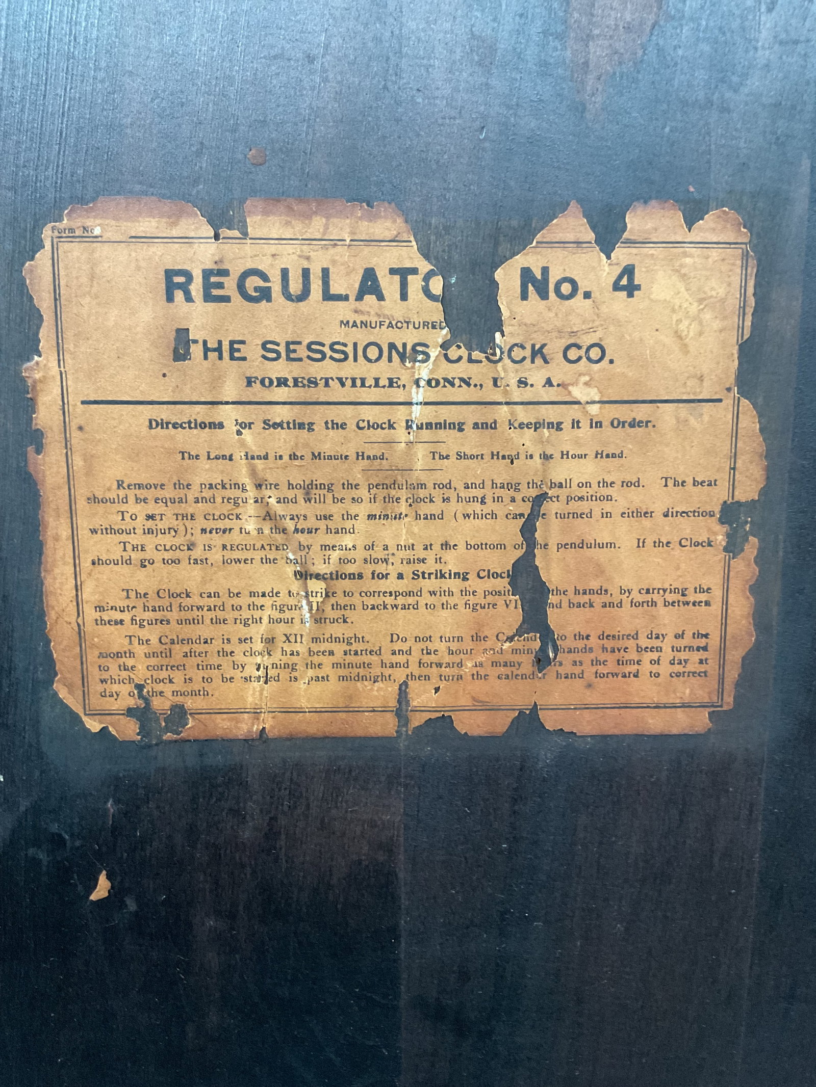Sessions Clock Co. “Regulator No. 4?? Walnut Wall Clock - 5