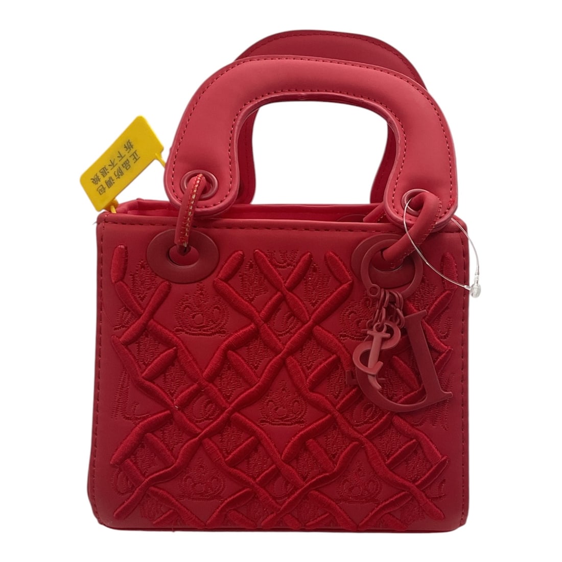Lanseduojiao Quilted Top Handle Handbag: This Lanseduojiao handbag features a structured top-handle silhouette crafted in vibrant red faux leather with an embossed quilted pattern. Inspired by contemporary luxury handb