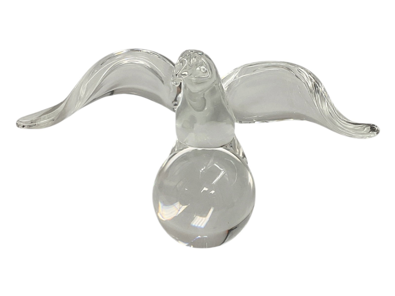 Signed Steuben Crystal Eagle Sculpture on Orb (1 of 4)