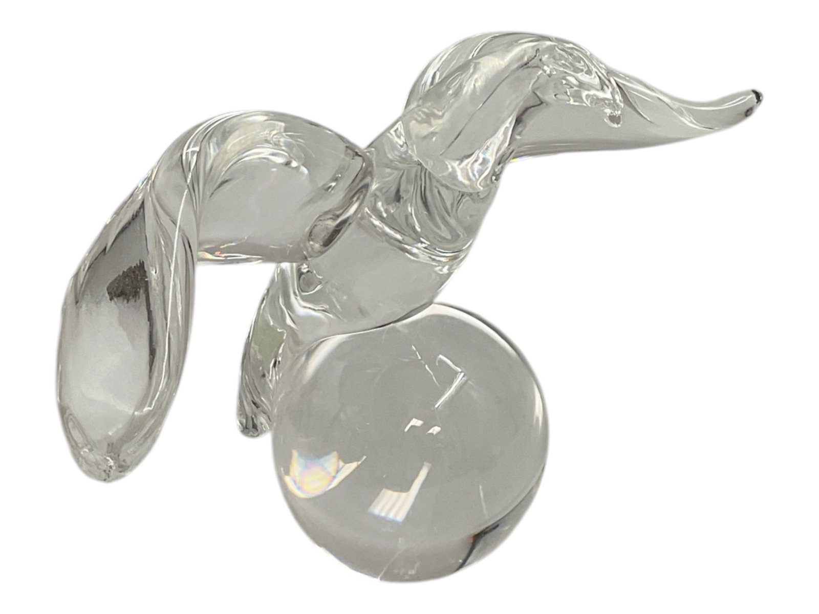 Signed Steuben Crystal Eagle Sculpture on Orb - 3