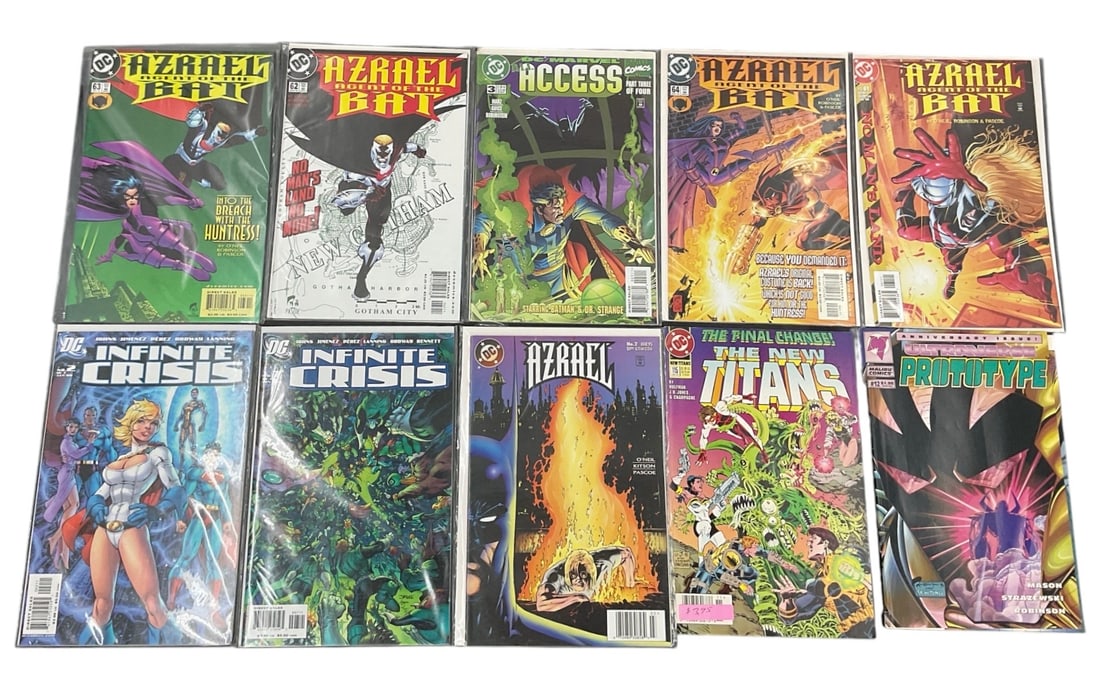 Lot of 10 Marvel UK Comic Books – Warheads, Death’s Head II, Hell’s Angel & More: Collection of 10 vintage Marvel UK comic books primarily dating from the early 1990s “Genesis ’92” era. The assortment includes issues of Warheads, Death’s Head II,