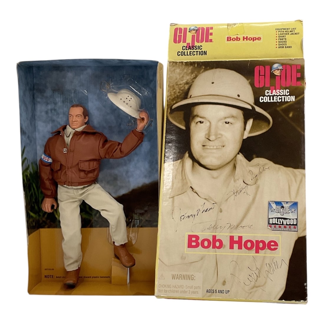 1998 Hasbro G.I. Joe Classic Collection Hollywood Heroes Bob Hope 12-Inch Action Figure #81468: A limited edition Bob Hope action figure released in 1998 as part of the G.I. Joe Classic Collection Hollywood Heroes series. The 12-inch figure honors legendary entertainer Bob Hope and his decades o