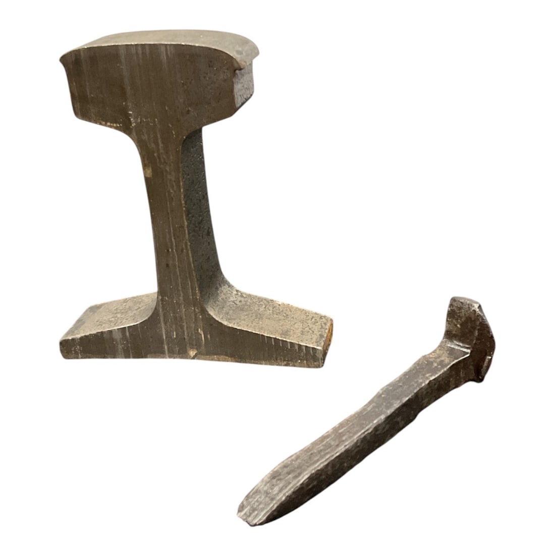 Vintage Railroad Rail Section & Hand-Forged Railroad Spike (1 of 2)