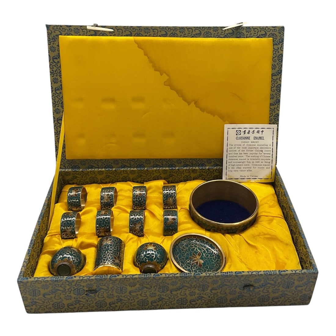 Vintage Chinese Cloisonné Sake Set in Presentation Box (1 of 3)