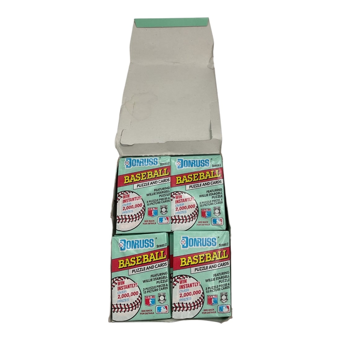 1991 Donruss Series 2 Baseball Cards Unopened Wax Box: Vintage 1991 Donruss Series 2 baseball trading card box containing unopened wax packs. Features the classic Donruss baseball card packaging from the 1991 release and offers collectors the opportunity 