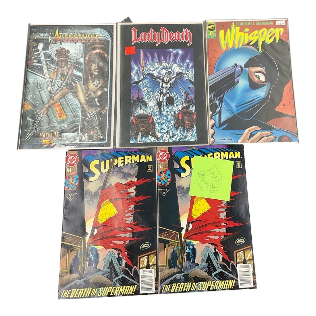 Lot of 5 Superman, Lady Death & Whisper Comic Books (1 of 2)