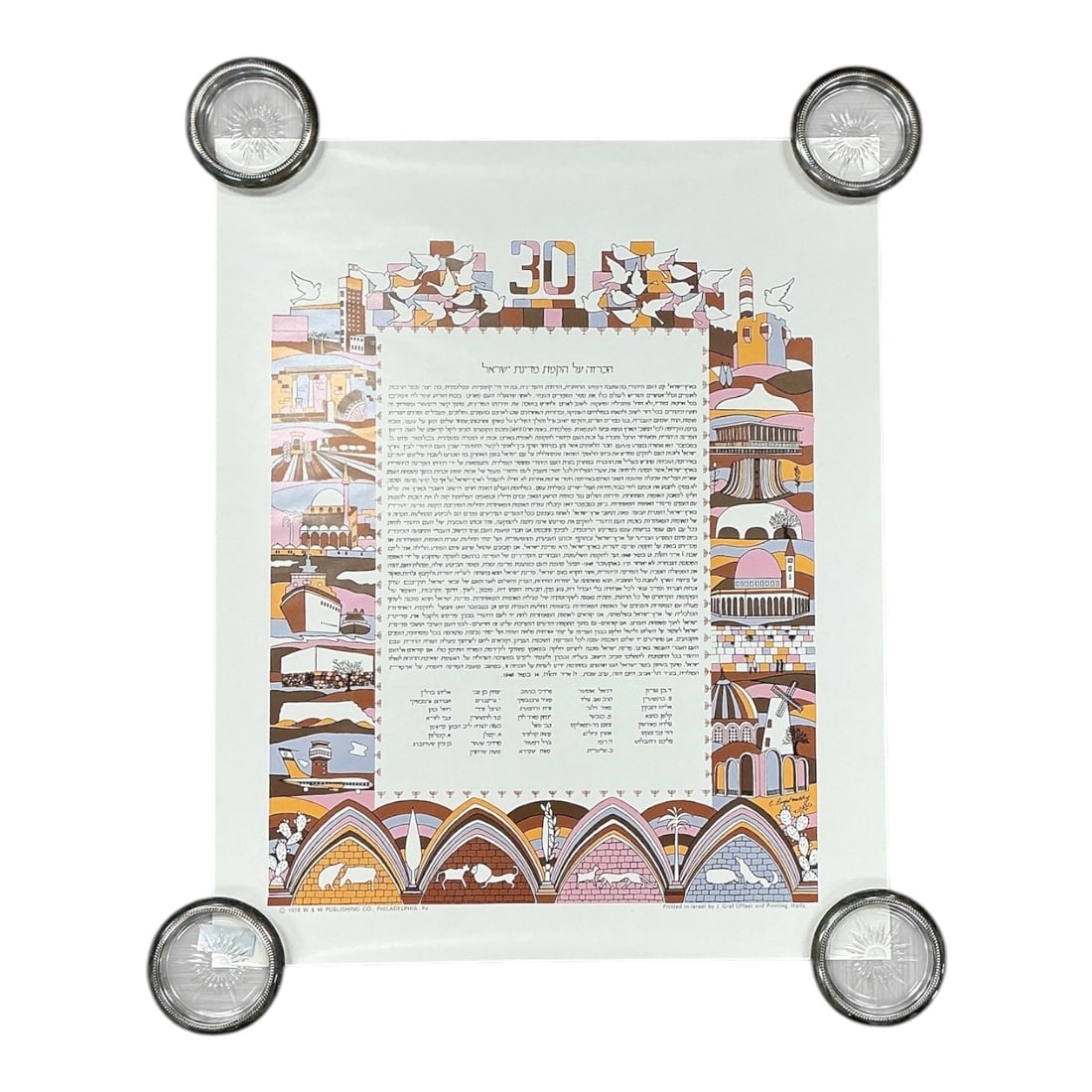 Declaration of the Establishment of the State of Israel, 2 copies: Dimensions: 24 x 19.5 inches DECLARATION OF THE ESTABLISHMENT OF THE STATE OF ISRAEL Eretz-Israel was the birthplace of the Jewish people. Here their spiritual, religious and political iden