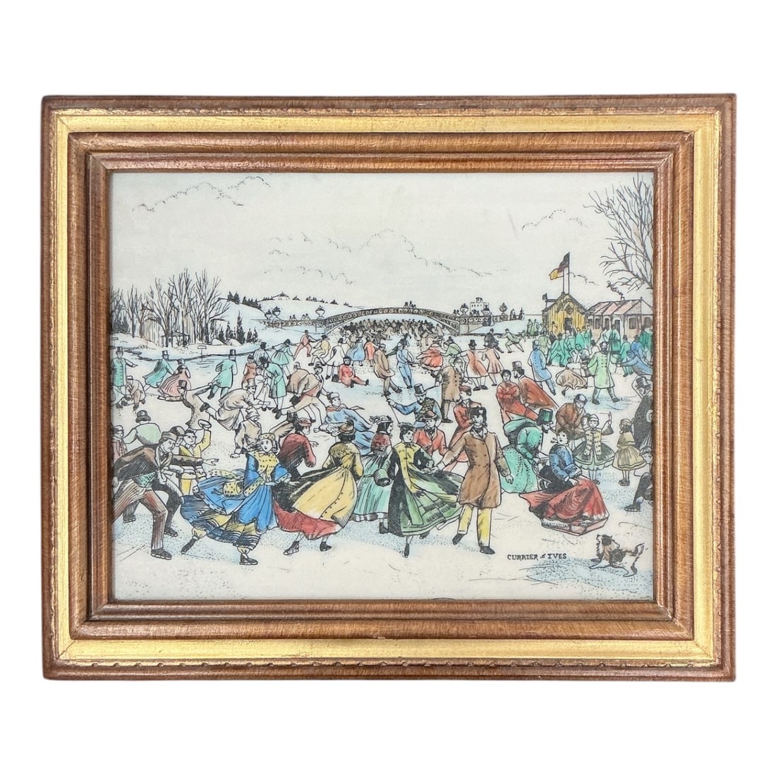 Central Park Winter - Skating, 1890, Currier & Ives Hand-Colored Engraving (1 of 5)