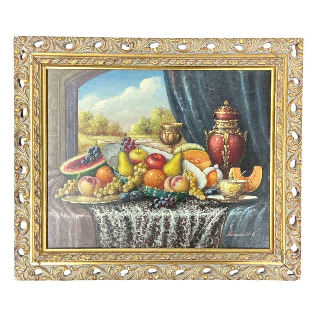 Classical Still Life with Fruit, Chalice and Urn Oil on Canvas (1 of 4)