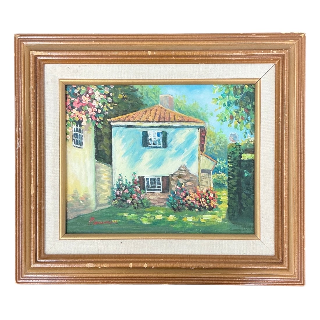 Cottage Garden Scene Oil on Canvas Board (1 of 4)