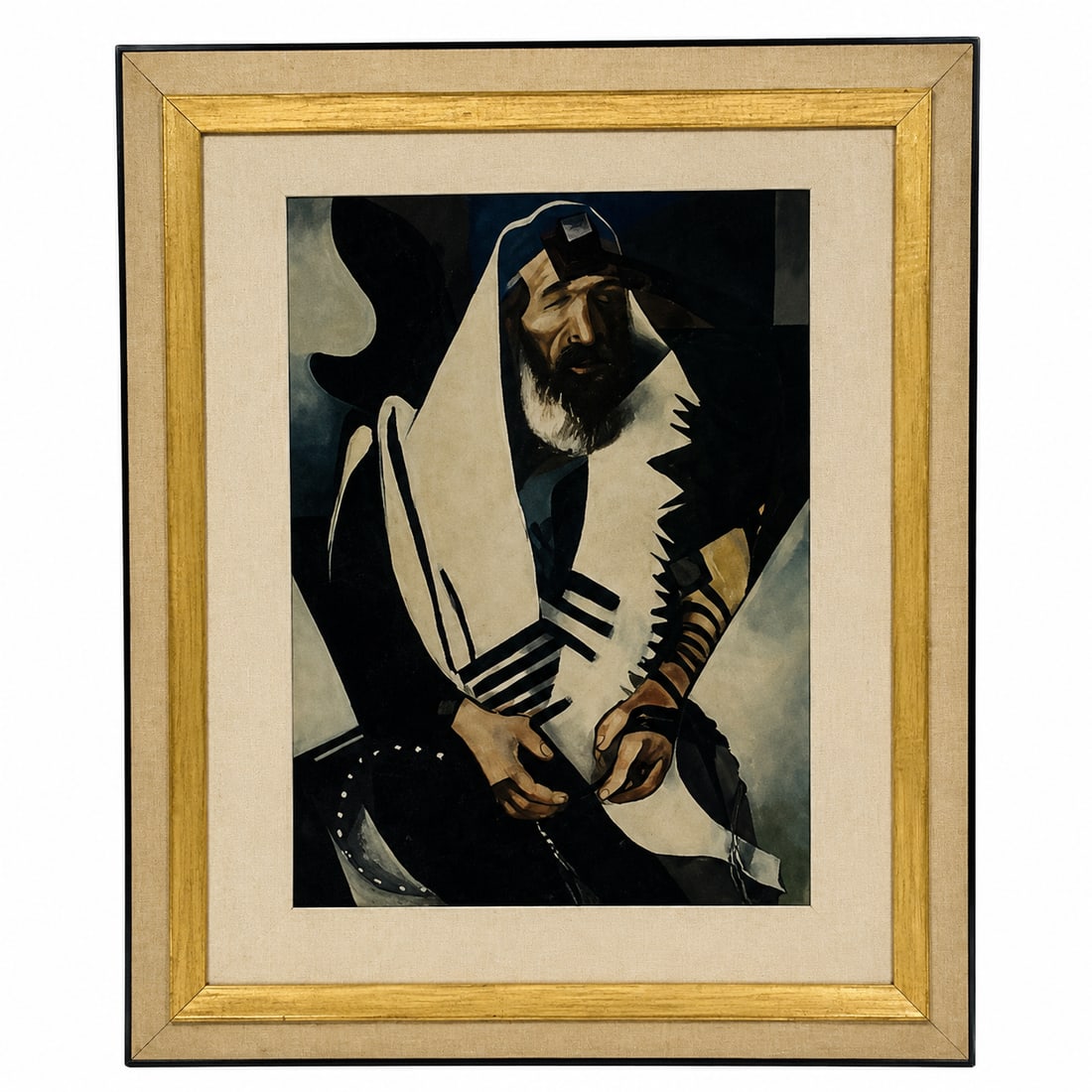 Framed Judaica Print of a Rabbi in Prayer (1 of 3)