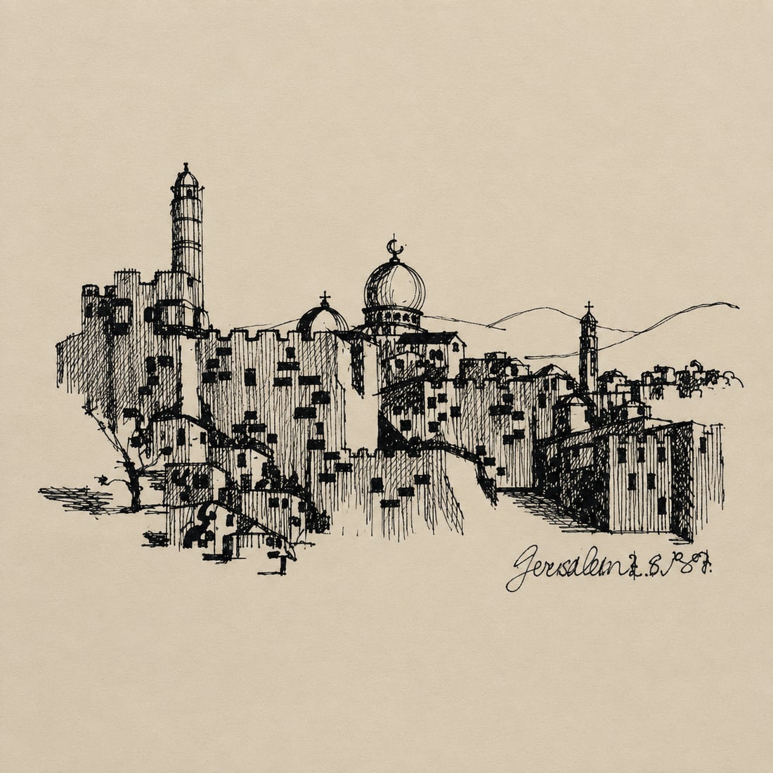 Jerusalem Embroidery Dated 7.6.1967 - 2
