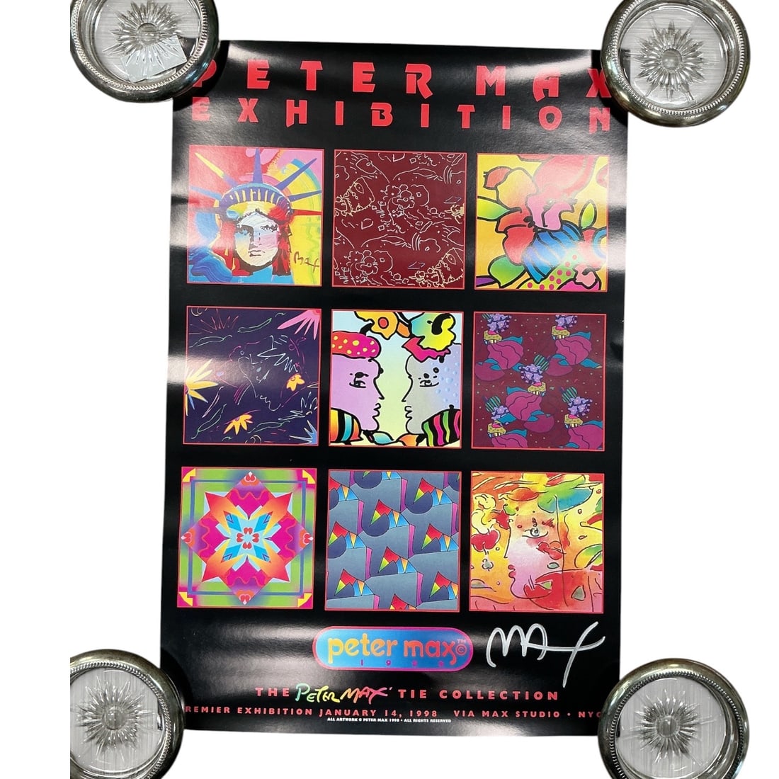 Peter Max Tie Collection Exhibition by Peter Max (American, b. 1937) Hand-Signed Poster with COA (1 of 5)